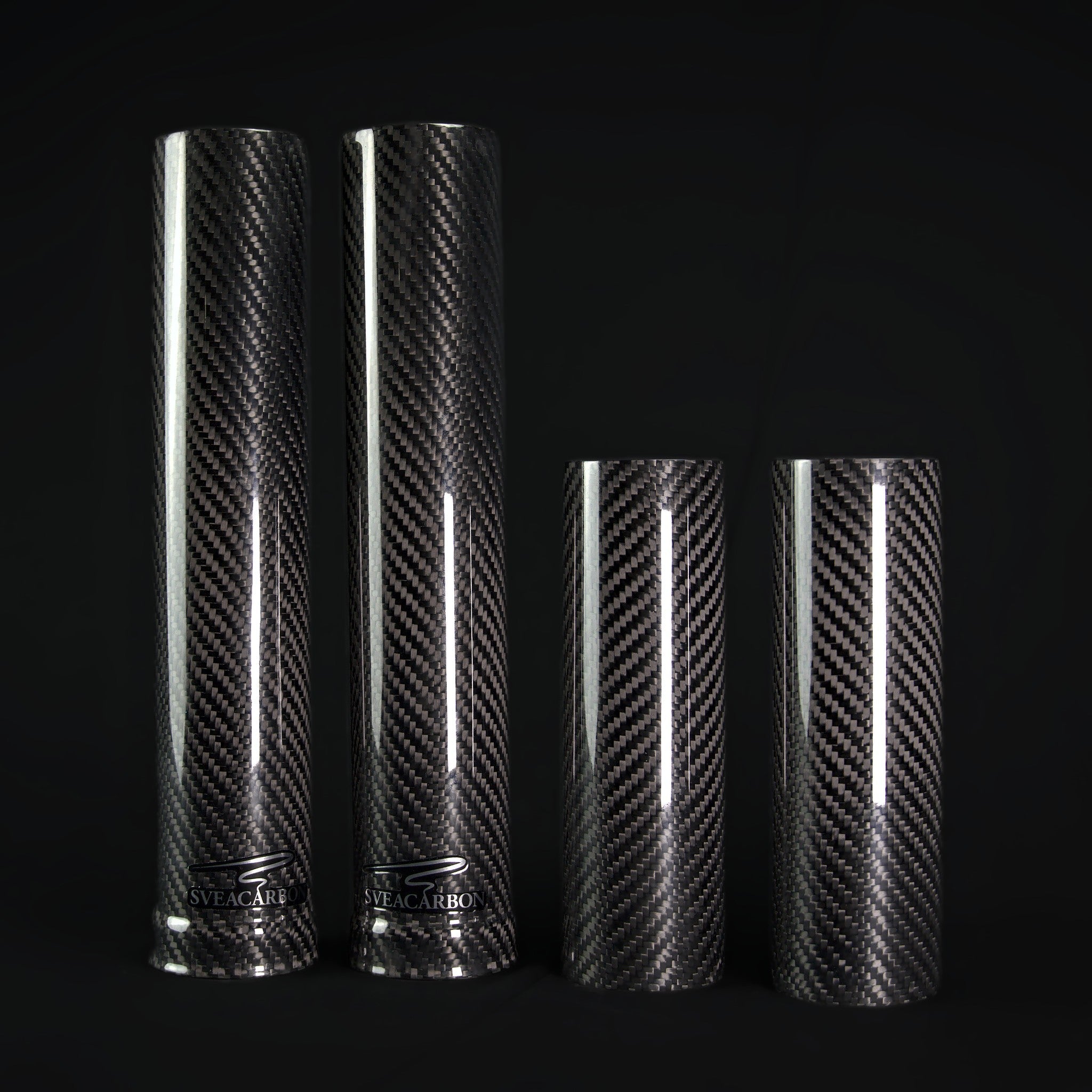 Sveacarbon carbon fiber fork covers – set of four, glossy twill weave, handmade in Sweden